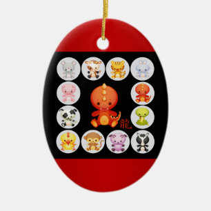 Chinese Zodiac Born in the Year of the Dragon Ceramic Ornament