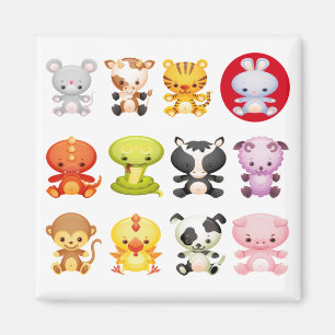 Chinese Zodiac Cartoon Year of the Rabbit Magnet