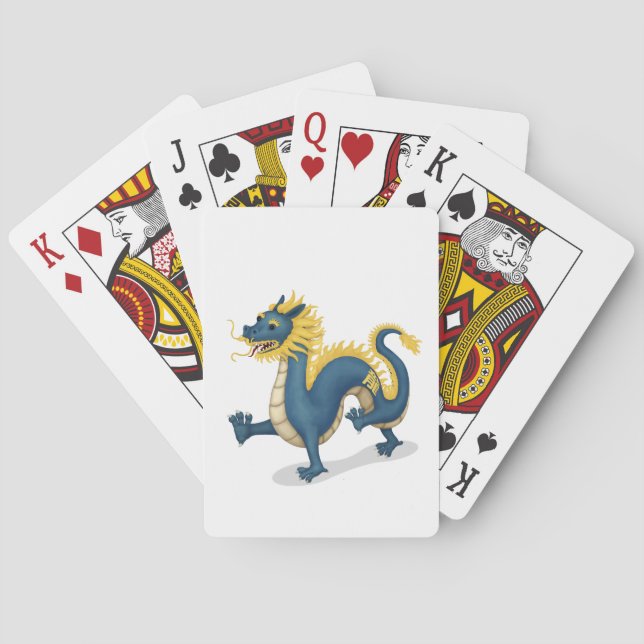 Chinese Zodiac Dragon Cute Astrology Sign White Playing Cards (Back)