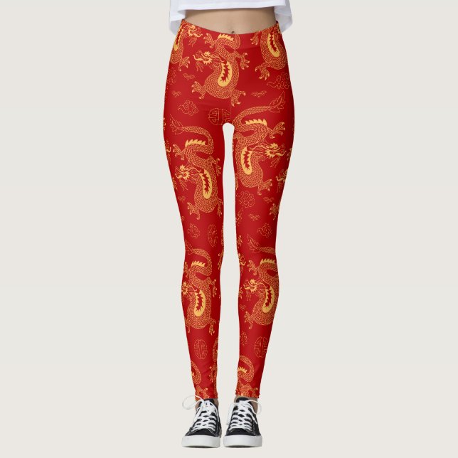 Chinese Zodiac Dragon, happy new year Leggings (Front)