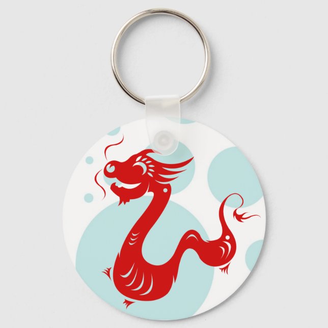 CHINESE ZODIAC DRAGON PAPERCUT ILLUSTRATION KEY RING (Front)