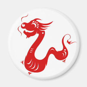 CHINESE ZODIAC DRAGON PAPERCUT ILLUSTRATION MAGNET