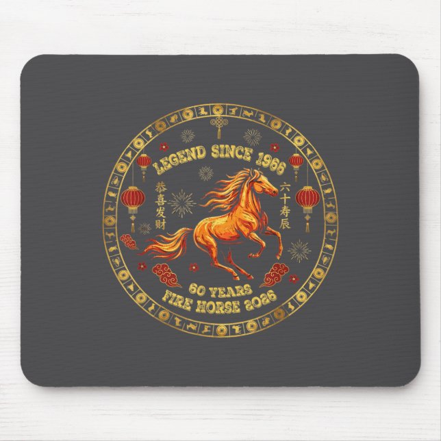 Chinese Zodiac Fire Horse 2026 -legend Since 1966  Mouse Pad (Front)