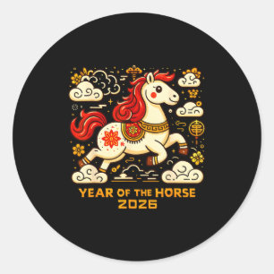 Chinese Zodiac Horse 2026 Lunar New Year Art Gift  Classic Round Sticker