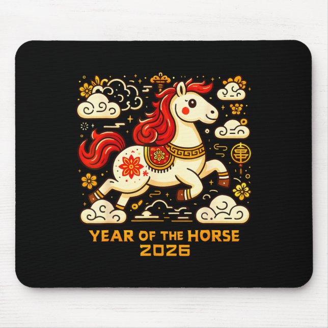 Chinese Zodiac Horse 2026 Lunar New Year Art Gift  Mouse Pad (Front)