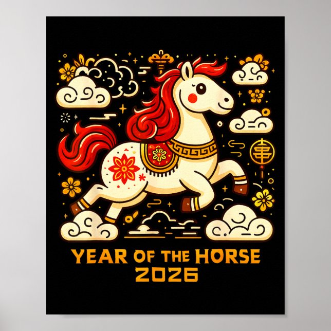 Chinese Zodiac Horse 2026 Lunar New Year Art Gift  Poster (Front)