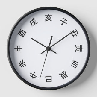 Chinese Zodiac Kanji (rotated) Clock - 