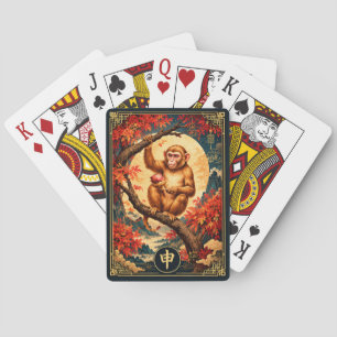 Chinese Zodiac Monkey Golden Moon Playing Cards