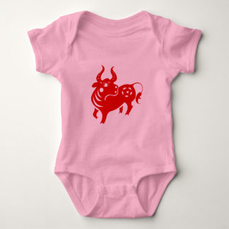 CHINESE ZODIAC OX PAPERCUT ILLUSTRATION BABY BODYSUIT
