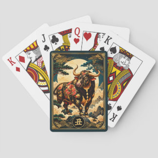 Chinese Zodiac Ox with Golden Moon Playing Cards