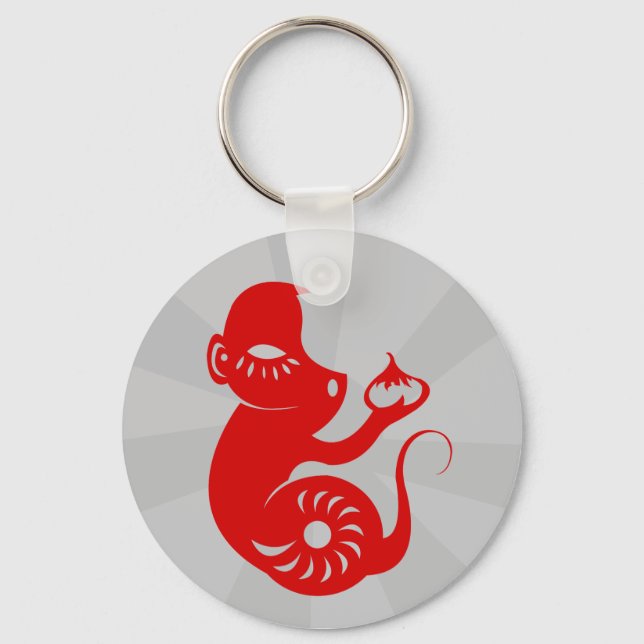 CHINESE ZODIAC PAPERCUT MONKEY ILLUSTRATION KEY RING (Front)
