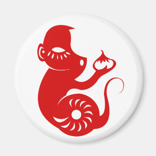 CHINESE ZODIAC PAPERCUT MONKEY ILLUSTRATION MAGNET