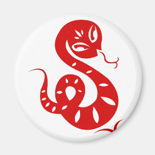 CHINESE ZODIAC PAPERCUT SNAKE ILLUSTRATED SHIRT MAGNET