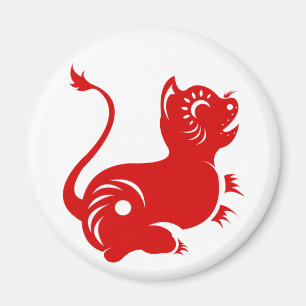 CHINESE ZODIAC PAPERCUT TIGER ILLUSTRATED MAGNET