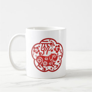 Chinese Zodiac Pig Paper Cutting Coffee Mug
