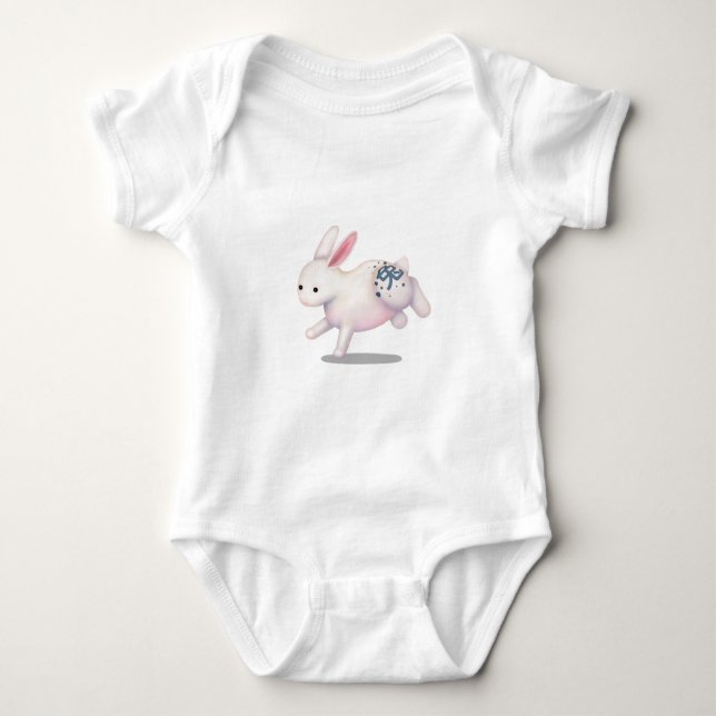 Chinese Zodiac Rabbit Cute Astrology Sign Baby Bodysuit (Front)