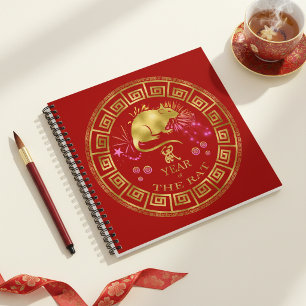 Chinese Zodiac Rat Red/Gold ID542 Notebook