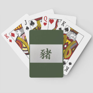 Chinese zodiac sign Pig green Playing Cards