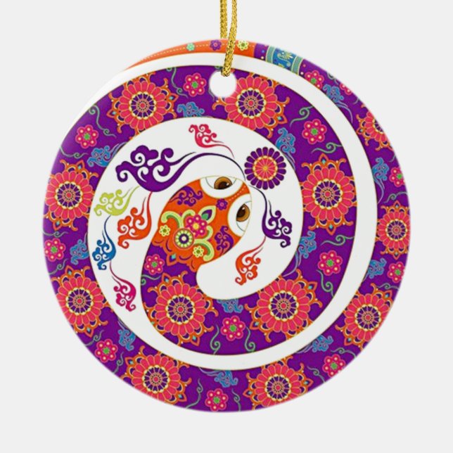 Chinese Zodiac Snake Colourful Series Ceramic Tree Decoration (Front)