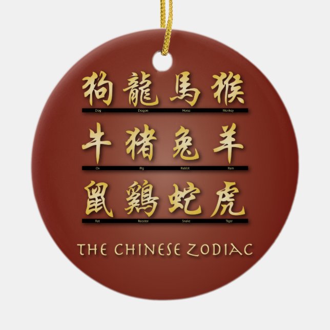 Chinese Zodiac Symbols Ceramic Ornament (Front)