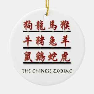 Chinese Zodiac Symbols Ceramic Tree Decoration