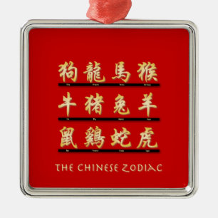 Chinese Zodiac Symbols Metal Ornament
