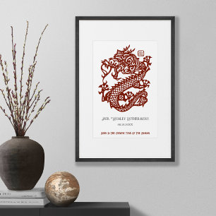 Chinese Zodiac Year Of Dragon Birthday Print Gift