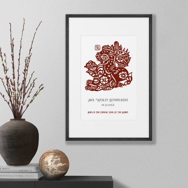 Chinese Zodiac Year Of Rabbit Birthday Print Gift (Creator Uploaded)
