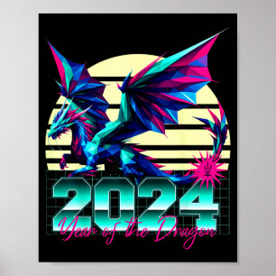 Chinese Zodiac Year Of The Dragon Polygon Poster