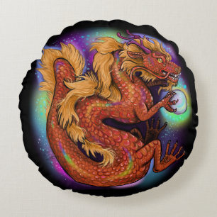 Chinese Zodiac Year of the Dragon Round Cushion