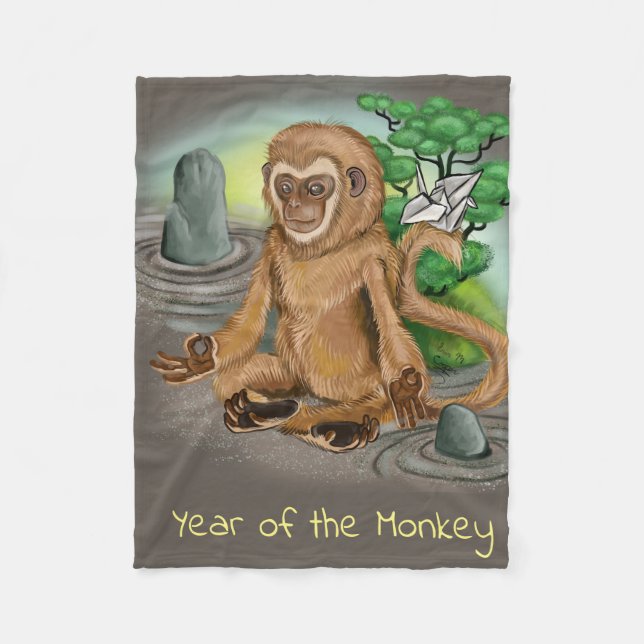 Chinese Zodiac Year of the Monkey Fleece Blanket (Front)