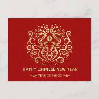Chinese Zodiac Year of the Ox 2021 Holiday Postcard