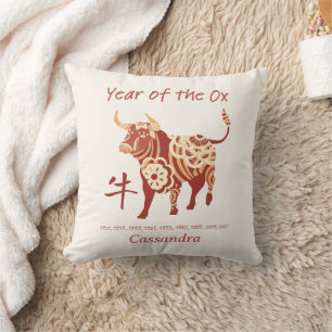 Chinese Zodiac Year Of The Ox Animal Sign  Cushion