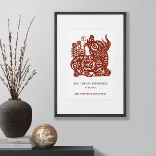 Chinese Zodiac Year Of The Ox Birthday Print Gift