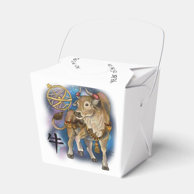Chinese Zodiac Year of the Ox Favour Box (Front Side)