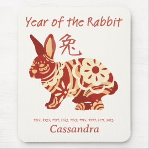 Chinese Zodiac Year Of The Rabbit Animal Sign  Mouse Pad