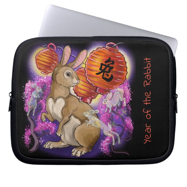 Chinese Zodiac Year of the Rabbit Laptop Sleeve (Front)