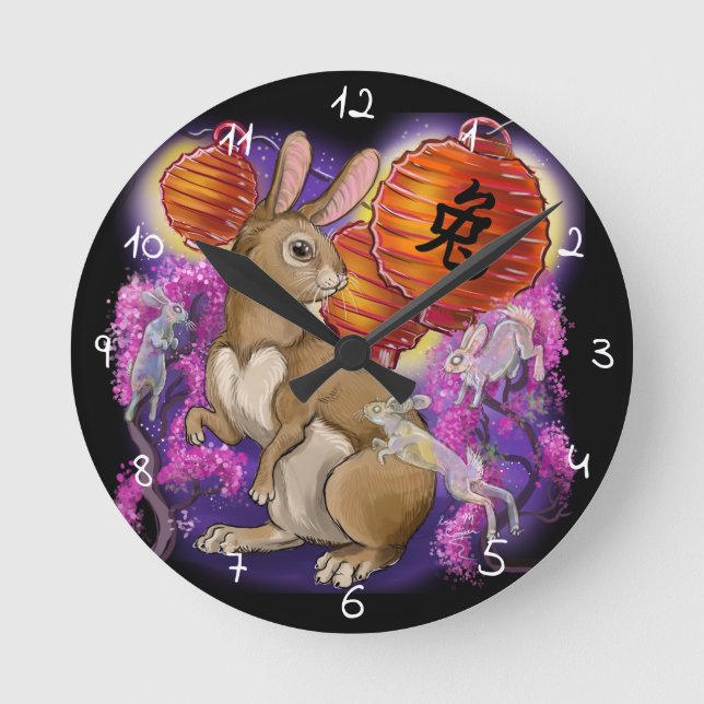 Chinese zodiac year of the rabbit round clock (Front)