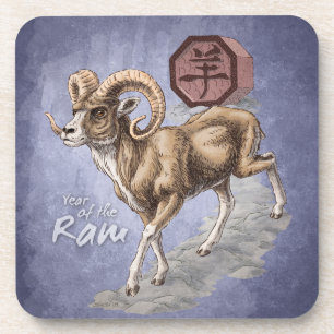 Chinese Zodiac Year of the Ram Art Coaster