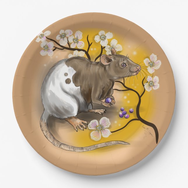 Chinese Zodiac Year of the Rat Paper Plate (Front)