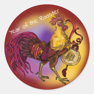 Chinese Zodiac Year of the Rooster Classic Round Sticker
