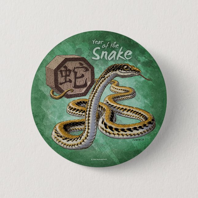 Chinese Zodiac Year of the Snake Art 6 Cm Round Badge (Front)