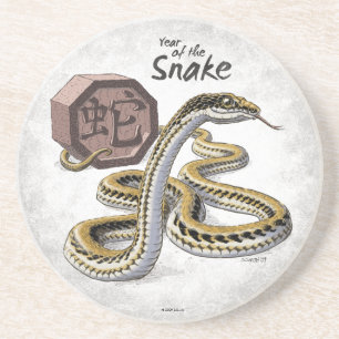 Chinese Zodiac Year of the Snake Art Coaster