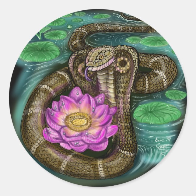 Chinese Zodiac Year of the Snake Classic Round Sticker (Front)