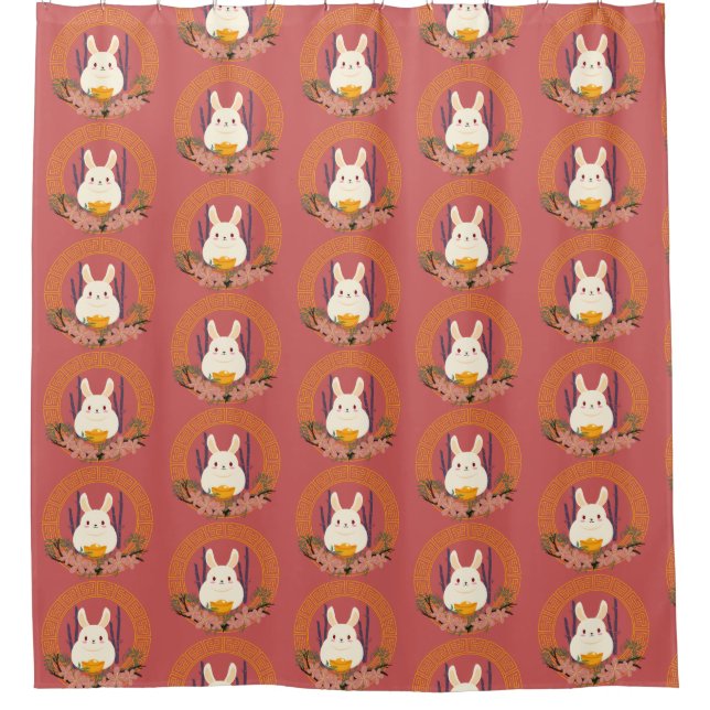 chinesse bunny  shower curtain (Front)