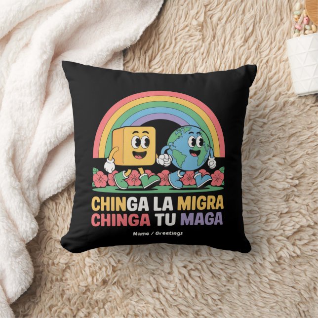 Chinga La Migra Chinga Tu Maga Funny Rainbow Cushion (Blanket)