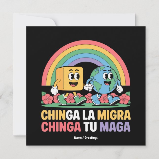 Chinga La Migra Chinga Tu Maga Funny Rainbow Invitation (Front)