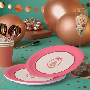 Chingerbread Christmas Tree Pink Christmas Plate 