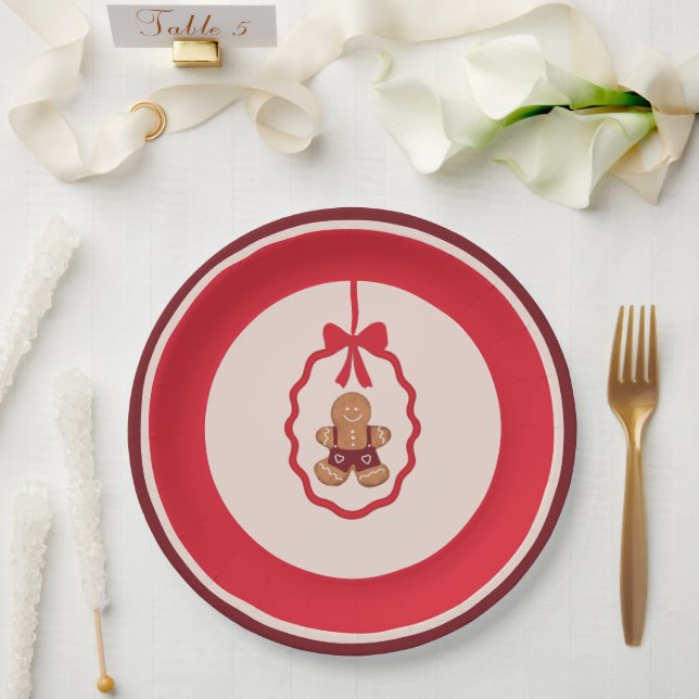 Chingerbread Man Christmas Plate Red (Wedding)