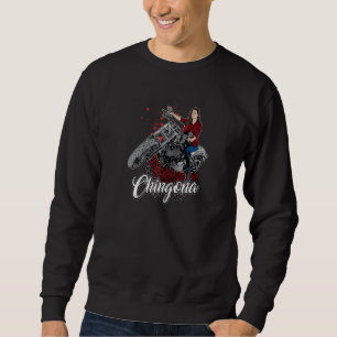 Chingona Biker Roses Latina Motorcycle  Raglan Sweatshirt